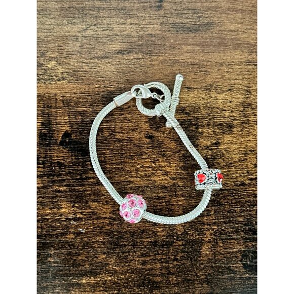 Silver Tone Toggle Charm Bracelet - Picture 2 of 3